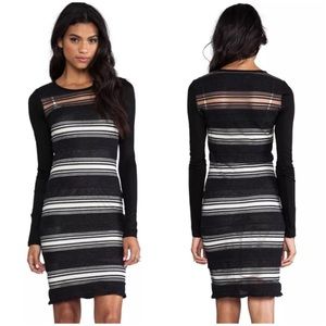 10 Crosby Derek Lam Black and White Striped Long Sleeve Dress